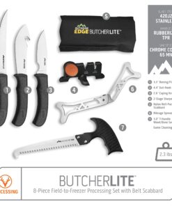 Alternative view of OUTDOOR EDGE ButcherLite 8-Piece Butcher Knife Set | Features a Nylon Roll Pack Case that Doubles as a Belt Scabbard | Razor-Sharp Full-Tang Caping & Boning Knives, Skinning Knife, Bone Saw & More