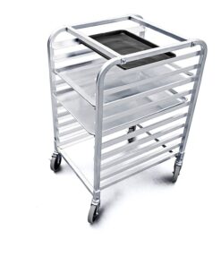 New Star Foodservice 36510 Commercial-Grade Aluminum 10-Tier Sheet Pan/Bun Pan Rack, 26" L x 20" W x 38" H with Brake Wheels 26 x 20 x 38 21 71eKYh8hGCL