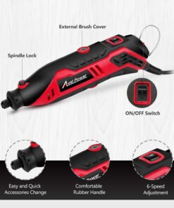 AVID POWER Rotary Tool with Flex Shaft 1.0 Amp Electric Rotary Tool, 6 Variable Speeds, 107 Pieces Rotary Tool Accessories & Carrying Case for Grinding, Cutting, Carving and Sanding - Red 1-red 23 71eL36syZYL 1