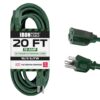 Iron Forge Cable 20 Foot Outdoor Extension Cord, 16/3 Green 20 Foot Extension Cord Indoor/Outdoor Use, 3 Prong, Weatherproof Jacket Extension Cord, Great for Gardens, Landscaping, Lawn Mower and More 20 FT 20 71eLOi2YQCL