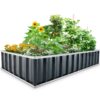 KING BIRD Raised Garden Bed 68"x 36"x 12" Galvanized Steel Metal Outdoor Garden Planter Box Kit with 8pcs T-Type Tags & 2 Pairs of Gloves (Dark Grey) Dark Grey 68"x36"x12"