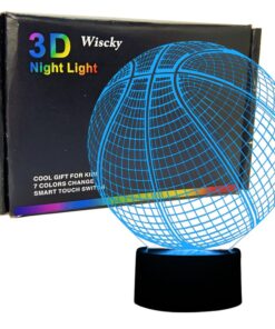 Wiscky Basketball 3D Illusion Lamp, LED Night Lights for Kids Birthday Gift 7 Color Changing Touch Switch Xmas Decoration Nightlight Children Room Bedroom Decorations Toys for Sports Theme Fans