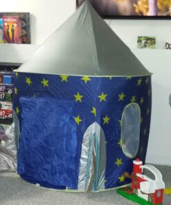 USA Toyz Rocket Ship Pop Up Kids Tent - Spaceship Rocket Indoor Playhouse Tent for Boys and Girls with Included Space Projector Toy and Kids Tent Storage Carry Bag Rocketship Tent 52 71eOSzstUfL