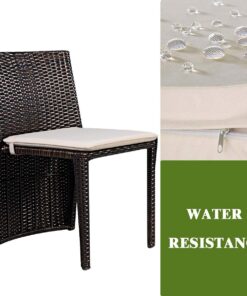 Giantex 3 PCS Cushioned Outdoor Wicker Patio Set Convention Bistro Set Garden Lawn Space Saving Conversation Set Sofa Furniture No Assembly (Brown) Brown 32 71eQgH1wXhL