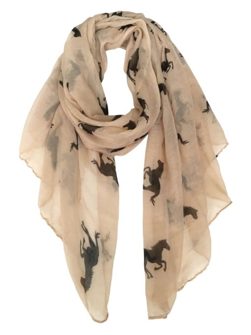 E-Clover Fashion Scarf for Women Lightweight Scarves Shawl Wrap for Spring/Summer Winter 01-horse-brown Black