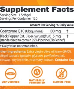 Doctor's Best High Absorption CoQ10 with BioPerine, Gluten Free, Naturally Fermented, Heart Health, Energy Production, 100 mg, 120 Count Unflavored 120 S/G 23 71eS9xYHPiL
