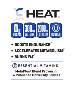 CELSIUS HEAT Blueberry Pomegranate Performance Energy Drink, Zero Sugar, 16oz. Can (Pack of 12) HEAT Sparkling Blueberry Pomegranate 8 71eSD84pdUL