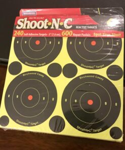 BIRCHWOOD CASEY Shoot-N-C 3" Bull's-Eye Reactive Targets - Highly Visible Instant Feedback Self-Adhesive Shooting Target Stickers with Repair Pasters 240 Targets, 600 Pasters Multi 6 71eSDdRhmL