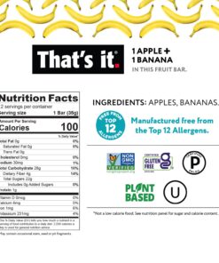 That's it Apple + Banana 100% Natural Real Fruit Bar, Best High Fiber Vegan, Gluten Free Healthy Snack, Paleo for Children & Adults, Non GMO Sugar-Free, No Preservatives Energy Food (12 Pack) 8 71eSVSXNGYL