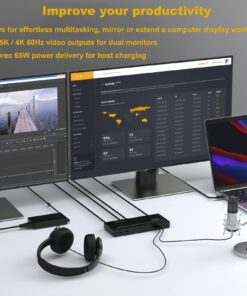 WAVLINK Universal USB C Laptop Docking Station Dual Monitors 5K/4K@60Hz with 65W Host Charging for Thunderbolt 4/3, USB-C Windows, Mac, Chrome, Ubuntu 20.04,22.04(2HDMI, 2DP, 6USB 3.0, 1Gbps Ethernet Displaylink Dock 23 71eTXvozdXL