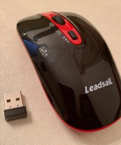 LeadsaiL Wireless Computer Mouse, 2.4G Portable Slim USB Mouse, Silent Click Cordless Mouse 3 Adjustable Levels, 4 Buttons Laptop Mouse for Windows Mac PC Notebook AA Battery-Red 32 71eUntFzp1L