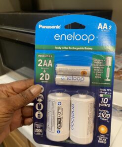 Panasonic K-KJS1MCA2BA eneloop D Size Battery Adapters with eneloop AA 2100 Cycle Ni- MH Pre-Charged Rechargeable Batteries, 2 "D" Adapters with 2 Batteries D Spacer Pack 29 71eVxWvWWKL