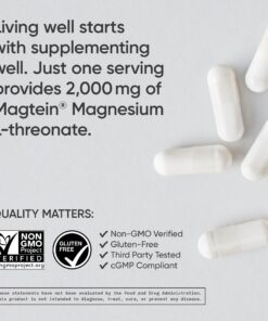 Sports Research Magtein Magnesium L-Threonate Capsules - Magnesium Supplement for Memory, Focus & Cognition - Magnesium L Threonate Supports Brain Health, Sleep & Mood - 2000mg, 90 Capsules for Adults 90 Count (Pack of 1) 19 71eWEizGxTL