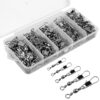 ReeMoo 200PCS Fishing Rolling Ball Bearing Barrel Swivel with Safety Snap Connector Fishing Accessories #2#4#6#8#10 20 71eY9D666JL