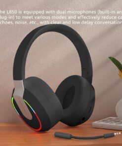 Uscallm Wireless Bluetooth Headset with Microphone, Bluetooth 5.1 HiFi Sound Quality Noise Cancelling Headset, Insert Card, Plug The Headset Line Foldable Lightweight Headset for Home Office Work # Black 9 71eYteUYCL
