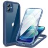Miracase Glass Case for iPhone 12/ iPhone 12 Pro 6.1 inch (2020), Full-Body Clear Bumper Case with Built-in 9H Tempered Glass Screen Protector for iPhone 12/ iPhone 12 Pro,Dark Blue Dark Blue iPhone 12/12 Pro 6.1'' 54 71eZ2iFnM3L