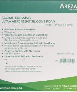 Sacral Silicone Ultra-Absorbent Foam Dressing 7" X 6.8" Box of 5; Wound Dressing By Areza Medical 7" x 6.8" 10 71eZNwfQpiL