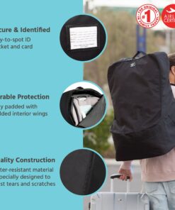 J.L. Childress Ultimate Backpack PREMIUM Padded Car Seat Travel Bag - Thick Padding, Heavy Duty Backpack - Gate Check Bag for Car Seats - Fits All Car Seats & Booster Seats - Black 28 71ebenFLgcL