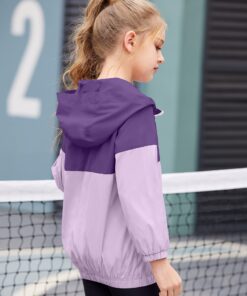 Arshiner Boys Girls Hooded Rain Jackets Waterproof Rain coats Packable Windbreaker for Kids Lightweight Jackets 5-6 Years Purple/Lilac 16 71ec3hzcUxL