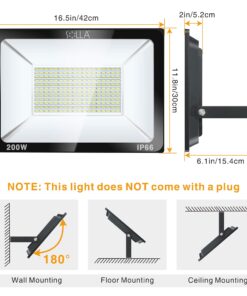 SOLLA 200W LED Flood Light, IP66 Waterproof, 16000lm, 1060W Equivalent, Super Bright Outdoor Security Lights, 6000K Daylight White, Floodlight Landscape Wall Lights 22 71ee7FBYQuL