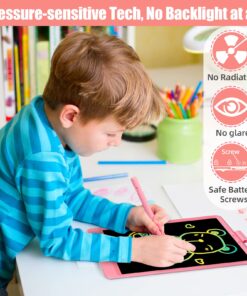 FuniBudi 10in LCD Writing Tablet for Kids Drawing Tablet Toys for 3 4 5 6 7years Old Girl boy Doodle Board Toddler Writing Tablet Airplane Travel Essentials Birthday Christmas Thanksgiving Gift Pink 9 71efI1hOkTL