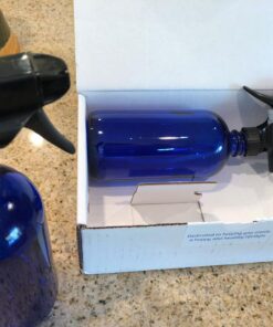 Empty Blue Glass Spray Bottles (2 Pack) - BPA Free - Large 16 oz Refillable Bottle for Plants, Pets, Essential Oils, Cleaning Products - Black Trigger Sprayer w/Mist and Stream Settings 24 71efyUJxxL