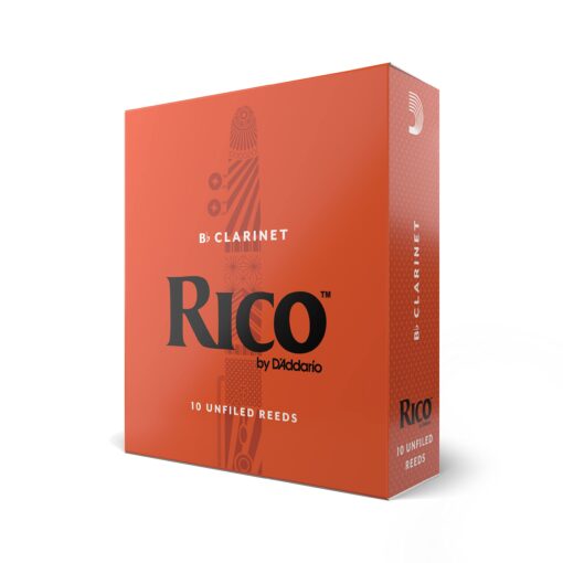 Rico Bb Clarinet Reeds - Reeds for Clarinet - Thinner Vamp Cut & Unfiled for Ease of Play, Traditional Blank for Clear Sound - Clarinet Reeds 2.5 Strength, 10-Pack Strength 2.5