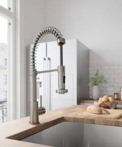 VIGO VG02001ST 19" H Edison Single-Handle with Pull-Down Sprayer Kitchen Faucet in Stainless Steel 25 71ejOC 3i6L