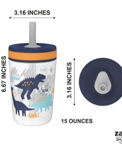 Zak Designs Kelso Toddler Cups For Travel or At Home, 15oz 2-Pack Durable Plastic Sippy Cups With Leak-Proof Design is Perfect For Kids (DinoRoar, Zaksaurus) DinoRoar & Zaksaurus 18 71ejo Hr9L