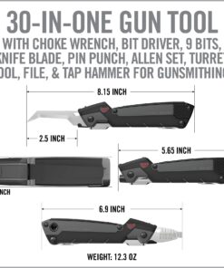 Real Avid Gun Tool Pro, 30-in-1 Gun Multitool for Shotgun & Rifles | Includes Choke Wrench,Bit Driver,Screwdrivers,Allen Set,Turret Tool,Tap Hammer & Files for Gunsmithing 21 71ek6y9WkKL
