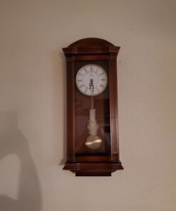 Pendulum Wall Clock Battery Operated - Large Hanging Grandfather Wall Clock with Pendulum - Quiet Wood Pendulum Clock - Wooden Wall Clock for Living Room Decor, Office & Home Décor Gift 27x11 Medium Wood 31 71ekmRrv8XL 2