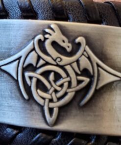 HAQUIL Viking Wiccan Egytian Black Brown Wide Leather Wristband Bracelet Ancient Medieval Jewelry Gift for Men Celtic Dragon - Black Leather 18 71el77wVRAL