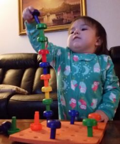 Skoolzy Montessori Sensory Pegboard 33 Piece Set - Develop Sensory Play Occupational Therapy STEM Learning Educational Toys for Kids 2+ - Includes Foam Board, Lacing String, Dice, Storage Bag, eBook Peg Set with Foam Board 48 71ely2OZAyL