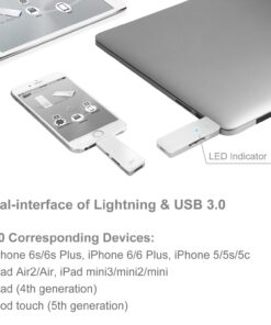 SP xDrive Z30 128GB Flash Drive Dual USB Flash Drive with Lightning Connector, Apple Mfi Certified for iPhone/iPad/iPod Lightning White 9 71em6Y GhpL