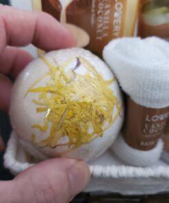 Bath and Body Gift Basket For Women and Men – 9 Piece Set of Vanilla Coconut Home Spa Set, Includes Fragrant Lotions, Extra Large Bath Bombs, Coconut Oil, Luxurious Bath Towel & More 54 71emWFLpX1L