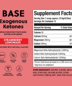 Perfect Keto Exogenous Ketones Powder, BHB Beta-Hydroxybutyrate Salts Supplement, Best Fuel Energy Boost, Mental Performance, Mix in Shakes, Milk, Smoothie Drinks for Ketosis - Strawberry Lemonade 9 71emg3Ew17L