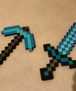ThinkGeek Minecraft Foam Sword & Pickaxe Combo Set Of 2, Gray/Black, One Size 10 71enACUwysL