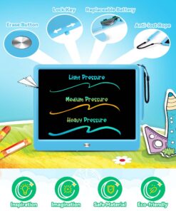 KOKODI 12 Inch LCD Writing Tablet with Anti-Lost Stylus, Erasable Doodle Board Colorful Toddler Drawing Pad, Car Travel School Games Toys for 3 4 5 6 7 8 Kids, Birthday Gift for Girls Boys Adults Blue 15 71enQZNLZL