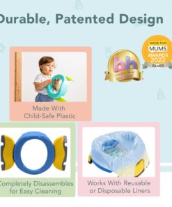 Kalencom Potette Plus 2-in-1 Travel Potty and Trainer Seat - Dual-Purpose Potty Training Toilet Seat - Portable Potty for Toddler Travel - With Durable, Lock-In Legs and Splash Guard - Blue 10 71eo9PorRSL