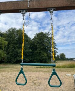 Jungle Gym Kingdom Swing Sets for Backyard, Monkey Bars & Swingset Accessories - Set Includes 18" Trapeze Swing Bar & 48" Heavy Duty Chain with Locking Carabiners - Outdoor Play Equipment (Green) Green 32 71eoTFf9PL