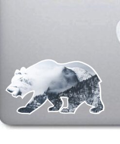 Alternative view of Snowy Half Dome Yosemite Valley Cali Bear Vinyl Sticker for Laptop Journal or Wall