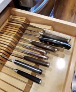 Rev-A-Shelf Dual Row Trim To Fit Knife Block Drawer Organizer with Storage Holder for Kitchen Utensils, 55 Slot Cutlery Tray, Wood, 4WDKB-1 Natural 34 71epE3vNOlL