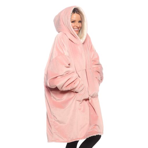 THE COMFY Original | Oversized Microfiber & Sherpa Wearable Blanket, Seen On Shark Tank, One Size Fits All Blush