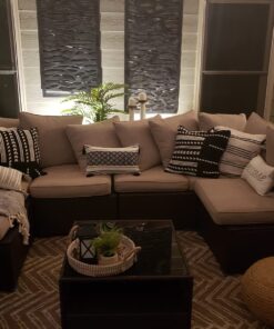 QILLOWAY Polyester Outdoor Chair Cushion Set,Outdoor Cushions for Patio Furniture.Tan/Grey Tan/Grey 23 71eqZL2VXML