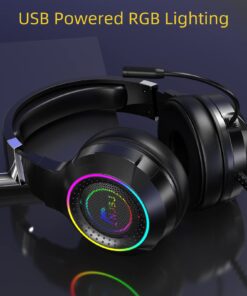 CHAFON E300 Gaming Headset with Noise Cancelling Microphone, Surround Sound Headphones for PS4 PC Xbox One PS5 Controller, Dynamic RGB Wired Headsets for Computer Laptop Mac Nintendo NES Games 30 71eup0QRZHL