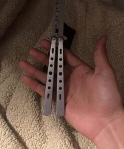 Moon Boat 2PCS Butterfly Knife Trainning Practice Comb Unsharpened Blade Black Silver 39 71eve7X2SnL