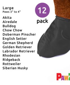 Alternative view of PawZ Rubber Dog Boots for Paws up to 4", 12 Pack - All-Weather Dog Booties for Hot Pavement, Snow, Mud, and Rain - Waterproof, Anti Slip Dog Socks - Large, Black