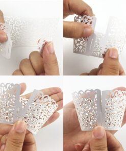 GOLF 100Pcs Cupcake Wrappers Artistic Bake Cake Paper Filigree Little Vine Lace Laser Cut Liner Baking Cup Wraps Muffin CaseTrays for Wedding Party Birthday Decoration (White) White 24 71ewJ1eJ02L