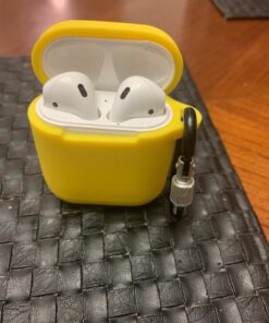 SATLITOG AirPods Case Cover with Secure Lock Keychain, Protective Silicone Cover Compatible with Apple AirPods 2nd & 1st Charging Case - Yellow 60 71exbOGVrvL 1