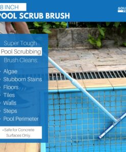 Aquatix Pro Pool Brush, 18" Heavy Duty Aluminium Back, Curved Ends for Corners, Scrub Brush w/Stainless Steel Bristles & EZ Clip, Swimming Pool Brushes for Cleaning Pool Walls, Tiles, Floors & Steps 1 15 71exnpSMrLL